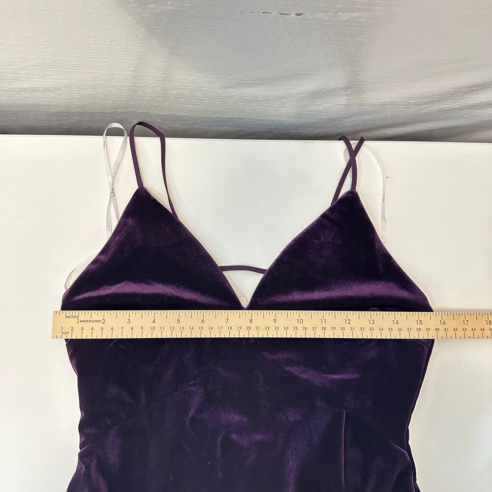 Lulus You Look Stunning Dark Purple Velvet Ruffled Maxi Dress Size L Formal NEW - Picture 13 of 15